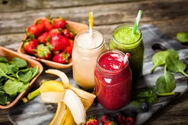 Milkshakes and smoothies avocado, strawberry